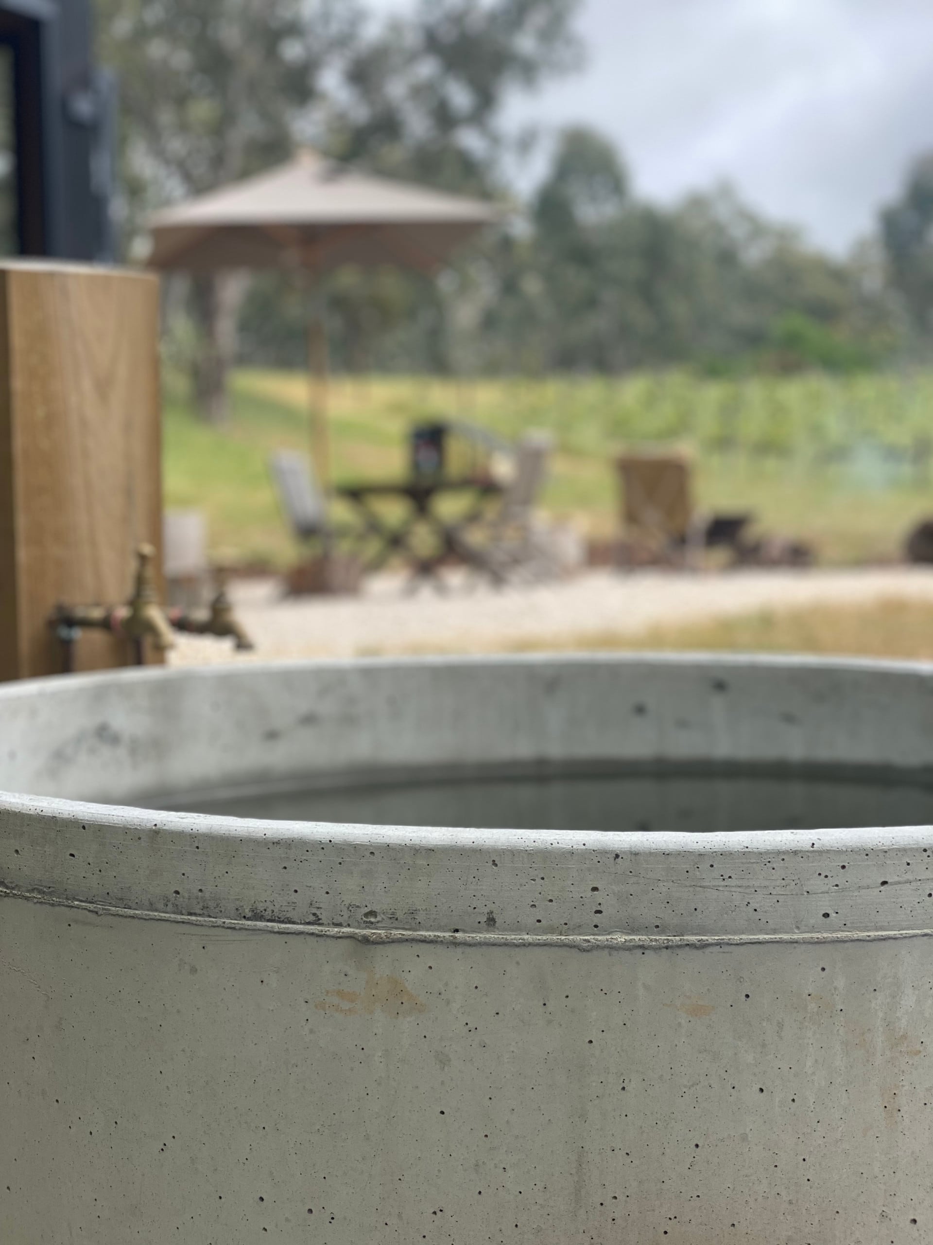 Outdoor bath overlooking the surrounding countryside